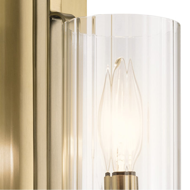 Kichler Kimrose 14in 1-Light Wall Sconce | Art Deco Polished Nickel Steel | Hallway & Living Room Accent | 4.5 x 14 x 6.25 in | Model 52415PN