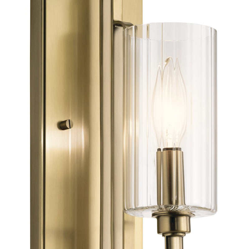 Kichler Kimrose 14in 1-Light Wall Sconce | Art Deco Polished Nickel Steel | Hallway & Living Room Accent | 4.5 x 14 x 6.25 in | Model 52415PN