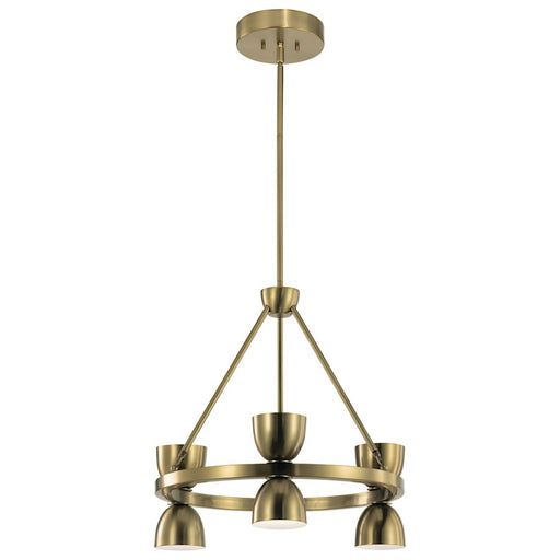 Kichler Baland 22in 6-Light Chandelier | Mid-Century Modern Brushed Natural Brass and Steel | Dining Room & Living Room | Model 52417BNBLED