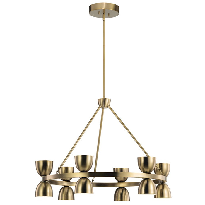 Kichler Baland 31in 12-Light Chandelier | Mid-Century Modern Brushed Natural Brass Steel | Dining Room & Living Room | 31 x 23 in | Model 52418BNBLED