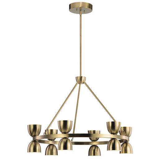 Kichler Baland 31in 12-Light Chandelier | Mid-Century Modern Brushed Natural Brass Steel | Dining Room & Living Room | 31 x 23 in | Model 52418BNBLED