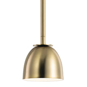 Kichler Baland 4in 1-Light Mini Pendant | Mid-Century Modern Brushed Natural Brass Steel | Kitchen Island & Accent | 300 Lumens | Model 52419BNBLED