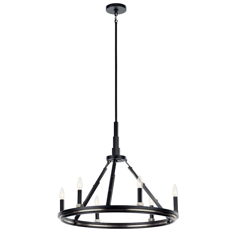 Kichler Emmala 34in 10-Light Chandelier | Art Deco Black Steel | Dining Room & Entryway | 34 x 34 x 28 in | Model 52421BK