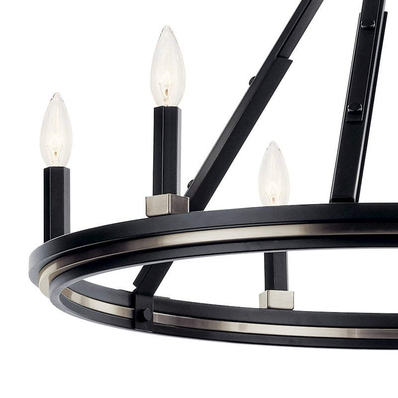 Kichler Emmala 34in 10-Light Chandelier | Art Deco Black Steel | Dining Room & Entryway | 34 x 34 x 28 in | Model 52421BK