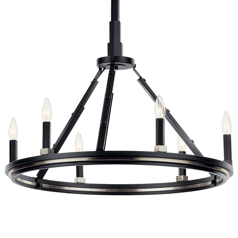 Kichler Emmala 34in 10-Light Chandelier | Art Deco Black Steel | Dining Room & Entryway | 34 x 34 x 28 in | Model 52421BK