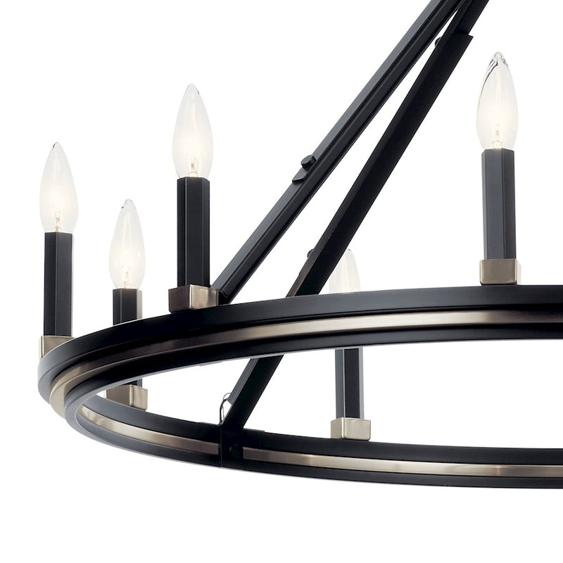 Kichler Emmala 34in 10-Light Chandelier | Art Deco Black Steel | Dining Room & Entryway | 34 x 34 x 28 in | Model 52421BK