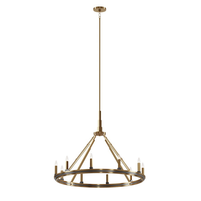Kichler Emmala 34in 10-Light Chandelier | Art Deco Brushed Natural Brass and Black Steel | Dining Room & Living Room | 34 x 28 in | Model 52421BNB