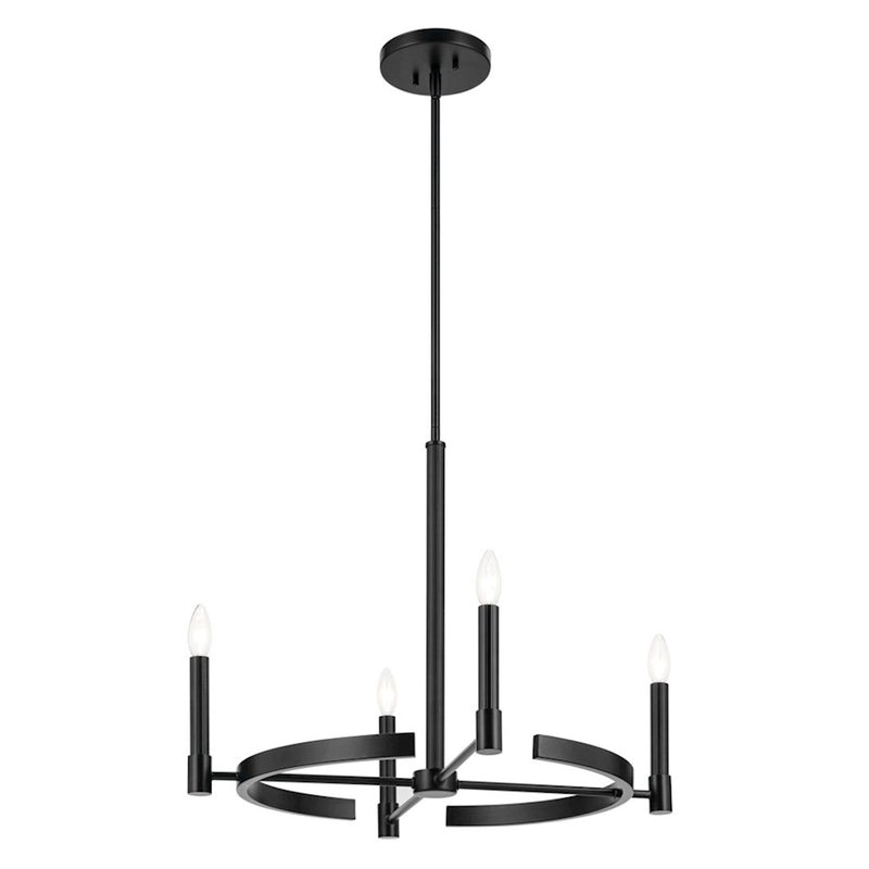 Kichler Tolani 20.25in 4-Light Chandelier | Art Deco Black Steel | Dining Room & Living Room | 20.25 in H | Model 52426BK