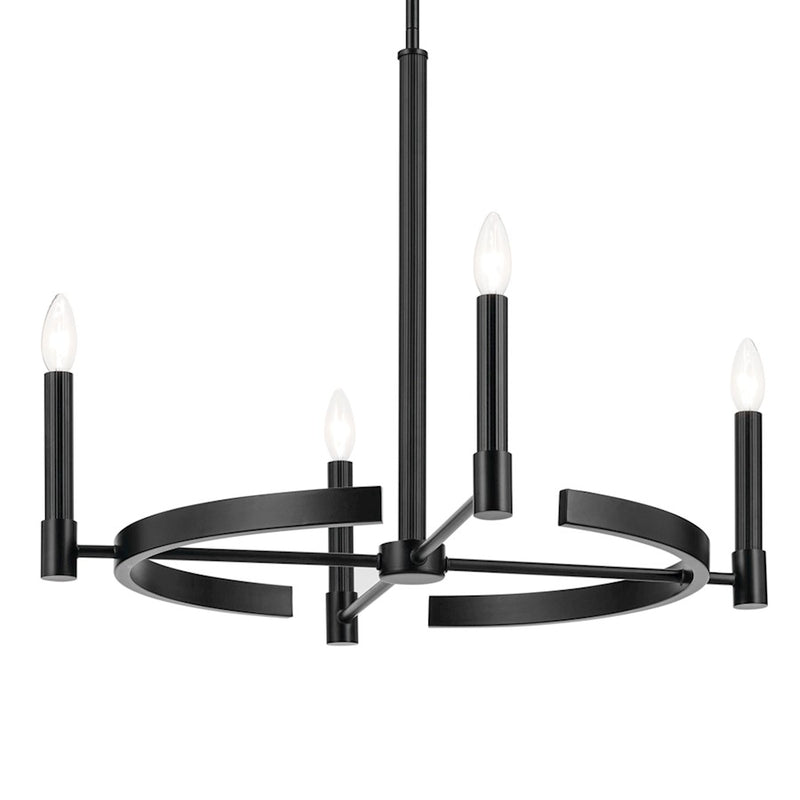 Kichler Tolani 20.25in 4-Light Chandelier | Art Deco Black Steel | Dining Room & Living Room | 20.25 in H | Model 52426BK