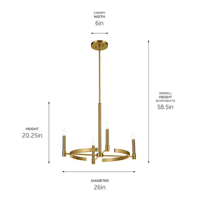 Kichler Tolani 4 Light Round 20.25" Chandelier 1 Tier Small, Brass