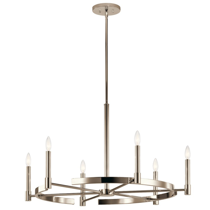 Kichler Tolani 12-Light Chandelier | Polished Nickel Steel Double-Tier Wagon Wheel | Dining Room & Great Room | 40 x 33.25 in | Model 52428PN