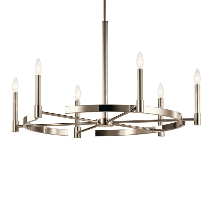 Kichler Tolani 12-Light Chandelier | Polished Nickel Steel Double-Tier Wagon Wheel | Dining Room & Great Room | 40 x 33.25 in | Model 52428PN
