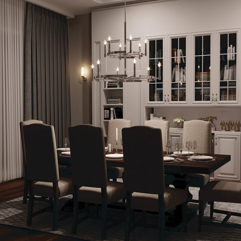 Kichler Tolani 12-Light Chandelier | Polished Nickel Steel Double-Tier Wagon Wheel | Dining Room & Great Room | 40 x 33.25 in | Model 52428PN