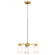 Kichler Stamos 18in 3-Light Chandelier | Modern Brushed Gold Steel and Clear Satin Etched Glass | Dining Room & Living Room | 15.5 in H | Model 52435BG