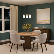 Kichler Stamos 18in 3-Light Chandelier | Modern Brushed Gold Steel and Clear Satin Etched Glass | Dining Room & Living Room | 15.5 in H | Model 52435BG