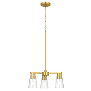 Kichler Stamos 18in 3-Light Chandelier | Modern Brushed Gold Steel and Clear Glass | Dining Room & Living Room | 15.5 in H | Model 52435BGCLR