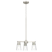 Kichler Stamos 18in 3-Light Chandelier | Modern Brushed Nickel Steel and Clear Glass | Dining Room & Living Room | 15.5 in H | Model 52435NICLR