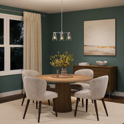 Kichler Stamos 18in 3-Light Chandelier | Modern Brushed Nickel Steel and Clear Glass | Dining Room & Living Room | 15.5 in H | Model 52435NICLR