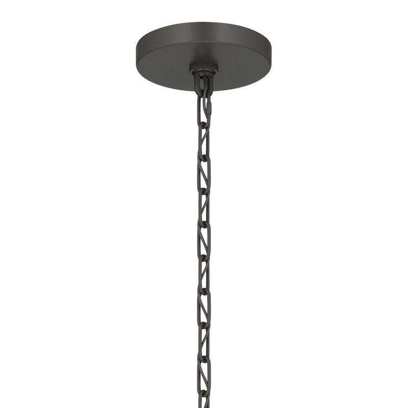 Kichler Stamos 18in 3-Light Chandelier | Modern/Contemporary Olde Bronze Steel and Clear Satin Etched Glass | Dining Room & Living Room | Model 52435OZCLR