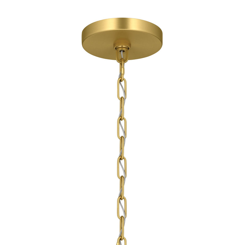 Kichler Stamos 24in 5-Light Chandelier | Modern/Contemporary Brushed Gold Steel and Clear Glass | Dining Room & Living Room | 24 x 24 x 15.5 in | Model 52436BGCLR