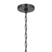 Kichler Stamos 24in 5-Light Chandelier | Modern/Contemporary Black Steel and Clear Glass | Dining Room & Living Room | 24 x 24 x 15.5 in | Model 52436BKCLR