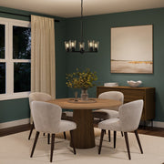 Kichler Stamos 24in 5-Light Chandelier | Modern/Contemporary Black Steel and Clear Glass | Dining Room & Living Room | 24 x 24 x 15.5 in | Model 52436BKCLR