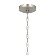 Kichler Stamos 24in 5-Light Chandelier | Modern Brushed Nickel Steel and Clear Satin Etched Glass | Kitchen Island & Dining Room | 24 x 24 x 15.5 in | Model 52436NICLR