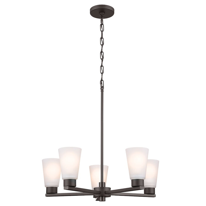 Kichler Stamos 5-Light Chandelier | Traditional Olde Bronze Steel | Dining Room & Living Room | 15in H, 60W per Bulb | Model 52436OZ