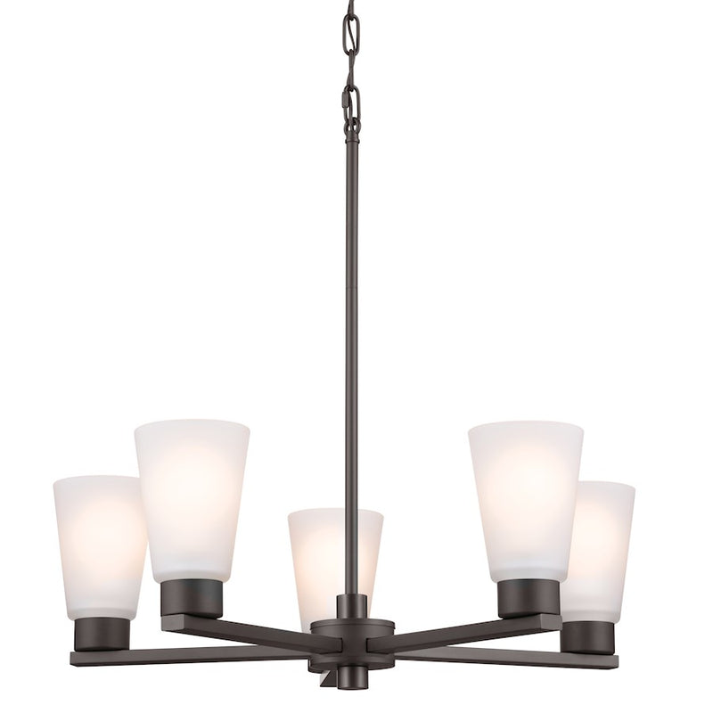 Kichler Stamos 5-Light Chandelier | Traditional Olde Bronze Steel | Dining Room & Living Room | 15in H, 60W per Bulb | Model 52436OZ