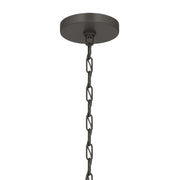 Kichler Stamos 24in 5-Light Chandelier | Modern Olde Bronze Steel and Clear Satin Etched Glass | Kitchen Island & Dining Room | 24 x 24 x 15.5 in | Model 52436OZCLR