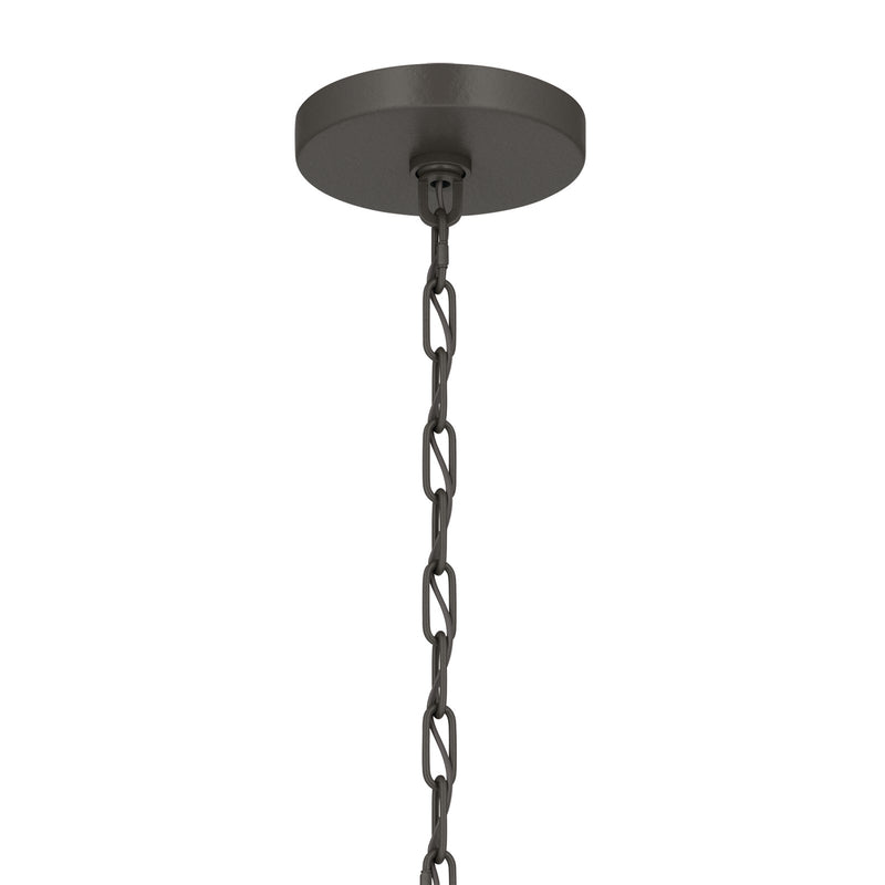 Kichler Stamos 24in 5-Light Chandelier | Modern Olde Bronze Steel and Clear Satin Etched Glass | Kitchen Island & Dining Room | 24 x 24 x 15.5 in | Model 52436OZCLR