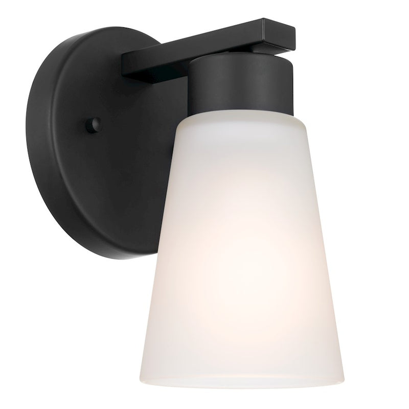 Kichler Stamos 1-Light Wall Sconce | Olde Bronze Steel | Hallway & Bedroom Accent Light | 5 x 8 in, Damp Rated | Model 52437OZ