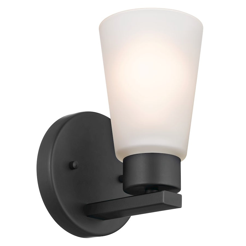 Kichler Stamos 1-Light Wall Sconce | Olde Bronze Steel | Hallway & Bedroom Accent Light | 5 x 8 in, Damp Rated | Model 52437OZ