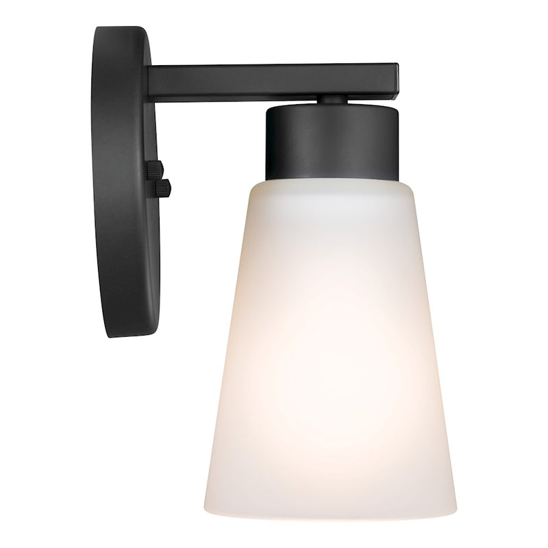 Kichler Stamos 1-Light Wall Sconce | Olde Bronze Steel | Hallway & Bedroom Accent Light | 5 x 8 in, Damp Rated | Model 52437OZ