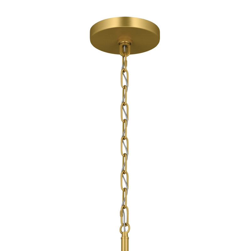 Kichler Stamos 24in 9-Light 2-Tier Chandelier | Modern Brushed Gold Steel and Satin Etched Glass | Dining Room & Living Room | 27 in H, Adjustable | Model 52438BG