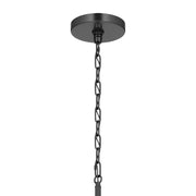 Kichler Stamos 24in 9-Light Chandelier | Modern Black Steel and Clear Glass | Dining Room & Living Room | 27in H | Model 52438BKCLR