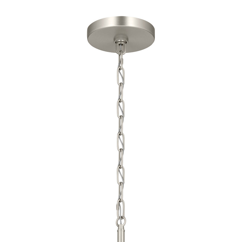 Kichler Stamos 24in 9-Light Chandelier | Modern Brushed Nickel Steel and Clear Glass | Dining Room & Living Room | 27 in H, 36 in Chain | Model 52438NICLR