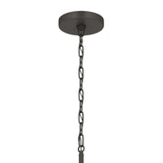Kichler Stamos 24in 9-Light Chandelier | Modern Olde Bronze Steel and Satin Etched Glass | Dining Room & Living Room | 27 in H, 36 in Chain | Model 52438OZ