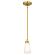 Kichler Erma 4in 1-Light Mini Pendant | Traditional Brushed Gold Steel and Clear Satin Etched Glass | Kitchen Island & Dining Room | 7.5 in H | Model 52444BG