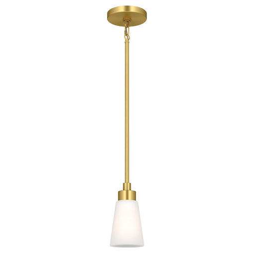 Kichler Erma 4in 1-Light Mini Pendant | Traditional Brushed Gold Steel and Clear Satin Etched Glass | Kitchen Island & Dining Room | 7.5 in H | Model 52444BG