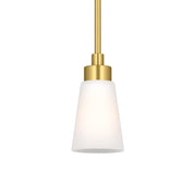 Kichler Erma 4in 1-Light Mini Pendant | Traditional Brushed Gold Steel and Clear Satin Etched Glass | Kitchen Island & Dining Room | 7.5 in H | Model 52444BG