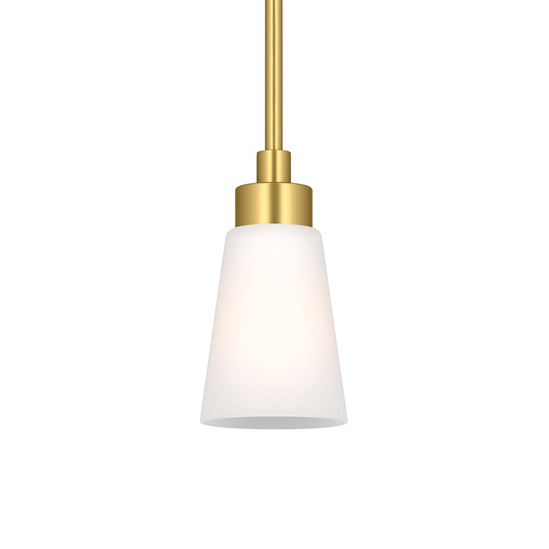 Kichler Erma 4in 1-Light Mini Pendant | Traditional Brushed Gold Steel and Clear Satin Etched Glass | Kitchen Island & Dining Room | 7.5 in H | Model 52444BG
