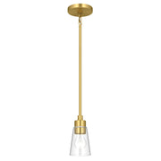 Kichler Erma 4in 1-Light Mini Pendant | Traditional Brushed Gold Steel and Clear Satin Etched Glass | Kitchen Island & Dining Room | 7.5 in H | Model 52444BGCLR