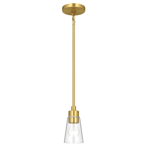 Kichler Erma 4in 1-Light Mini Pendant | Traditional Brushed Gold Steel and Clear Satin Etched Glass | Kitchen Island & Dining Room | 7.5 in H | Model 52444BGCLR