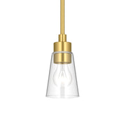Kichler Erma 4in 1-Light Mini Pendant | Traditional Brushed Gold Steel and Clear Satin Etched Glass | Kitchen Island & Dining Room | 7.5 in H | Model 52444BGCLR