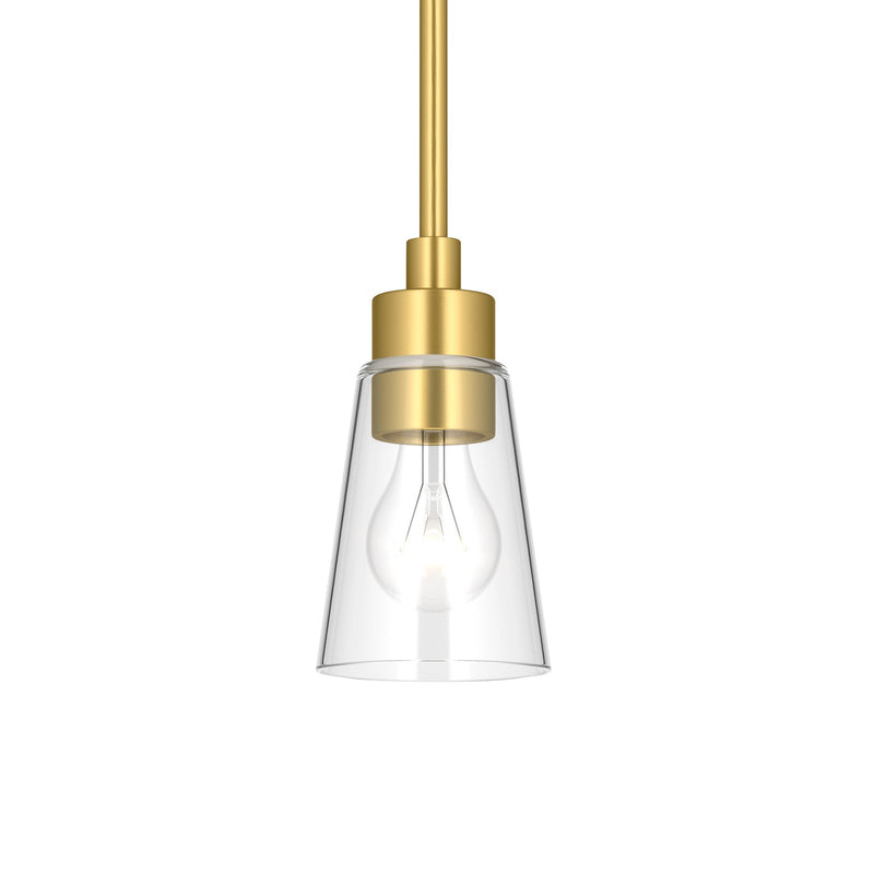 Kichler Erma 4in 1-Light Mini Pendant | Traditional Brushed Gold Steel and Clear Satin Etched Glass | Kitchen Island & Dining Room | 7.5 in H | Model 52444BGCLR