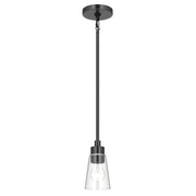 Kichler Erma 4in 1-Light Mini Pendant | Traditional Black Steel and Clear Satin Etched Glass | Kitchen Island & Dining Room | 7.5 in H | Model 52444BKCLR