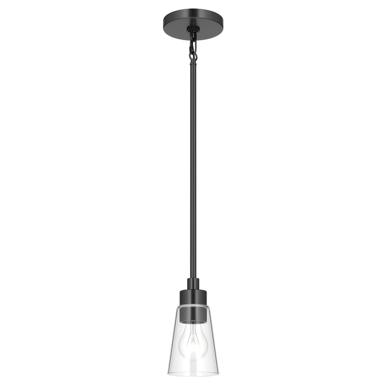 Kichler Erma 4in 1-Light Mini Pendant | Traditional Black Steel and Clear Satin Etched Glass | Kitchen Island & Dining Room | 7.5 in H | Model 52444BKCLR