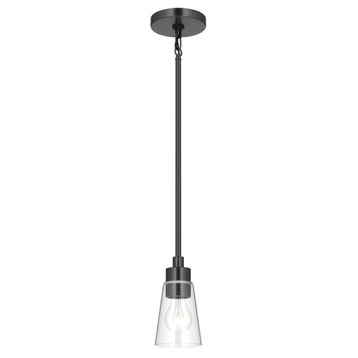 Kichler Erma 4in 1-Light Mini Pendant | Traditional Black Steel and Clear Satin Etched Glass | Kitchen Island & Dining Room | 7.5 in H | Model 52444BKCLR