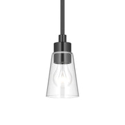 Kichler Erma 4in 1-Light Mini Pendant | Traditional Black Steel and Clear Satin Etched Glass | Kitchen Island & Dining Room | 7.5 in H | Model 52444BKCLR